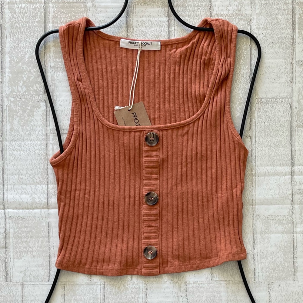 Project Social T BEFORE SUNSET Button Front Sweater Tank - Picture 5 of 14